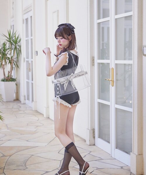 OLIVE des OLIVE(オリーブデオリーブ)の「【Belle Charme】Big Ribbon Onepiece Swimwear(水着・レディース・ブラック/ブラウン・FREE)」の7枚目の写真
