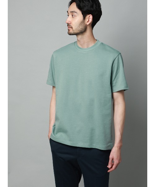 SUIT SQUARE(スーツスクエア)の「Tシャツ/半袖/ウォッシャブル/吸水速乾/UVカット/プレーティング天竺/無地(Tシャツ/カットソー・メンズ・ホワイト/ライトグレー/グリーン/ネイビー・S/M/L/LL)」の3枚目の写真