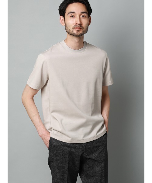 SUIT SQUARE(スーツスクエア)の「Tシャツ/半袖/ウォッシャブル/吸水速乾/UVカット/プレーティング天竺/無地(Tシャツ/カットソー・メンズ・ホワイト/ライトグレー/グリーン/ネイビー・S/M/L/LL)」の1枚目の写真