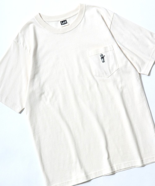 Lee（リー）の「Lee（リー）BUDDY Lee WAPPEN TEE/ワンポイントワッペン ポケットTシャツ/半袖 無地 ボーダー（Tシャツ/カットソー・メンズ・オレンジ/チャコールグレー/ネイビー系1/ホワイト・XL/L/M）」の2枚目の写真