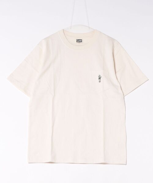 Lee（リー）の「Lee（リー）BUDDY Lee WAPPEN TEE/ワンポイントワッペン ポケットTシャツ/半袖 無地 ボーダー（Tシャツ/カットソー・メンズ・オレンジ/チャコールグレー/ネイビー系1/ホワイト・XL/L/M）」の5枚目の写真