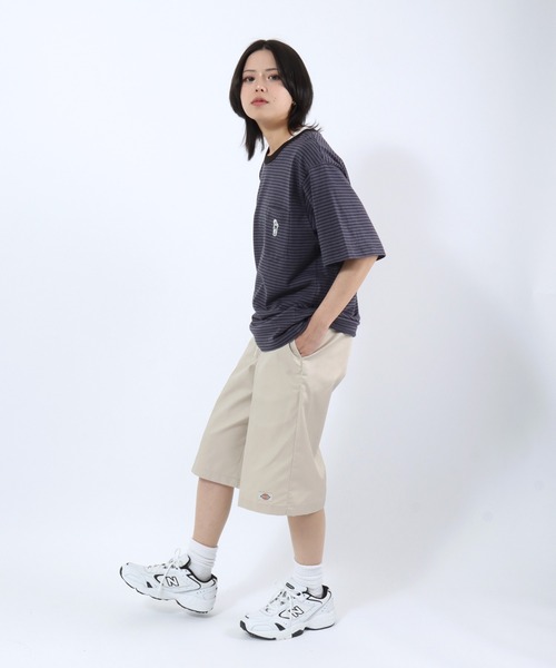 Lee（リー）の「Lee（リー）BUDDY Lee WAPPEN TEE/ワンポイントワッペン ポケットTシャツ/半袖 無地 ボーダー（Tシャツ/カットソー・メンズ・オレンジ/チャコールグレー/ネイビー系1/ホワイト・XL/L/M）」の19枚目の写真