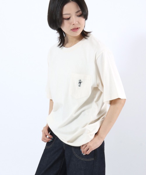 Lee（リー）の「Lee（リー）BUDDY Lee WAPPEN TEE/ワンポイントワッペン ポケットTシャツ/半袖 無地 ボーダー（Tシャツ/カットソー・メンズ・オレンジ/チャコールグレー/ネイビー系1/ホワイト・XL/L/M）」の10枚目の写真
