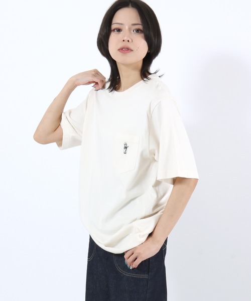 Lee（リー）の「Lee（リー）BUDDY Lee WAPPEN TEE/ワンポイントワッペン ポケットTシャツ/半袖 無地 ボーダー（Tシャツ/カットソー・メンズ・オレンジ/チャコールグレー/ネイビー系1/ホワイト・XL/L/M）」の11枚目の写真