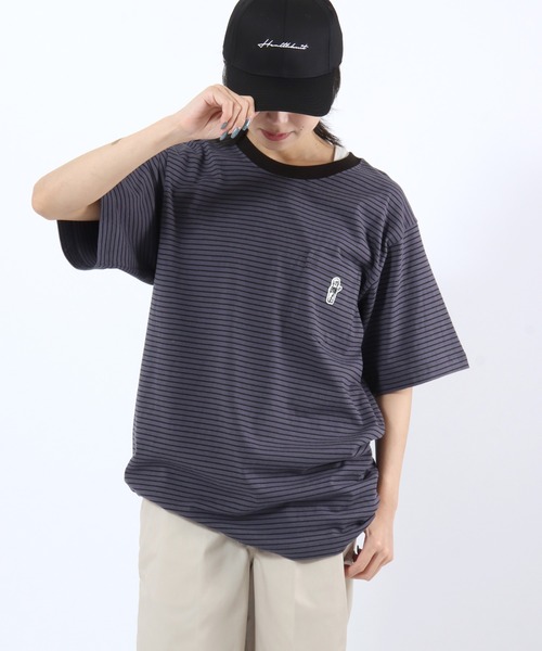 Lee（リー）の「Lee（リー）BUDDY Lee WAPPEN TEE/ワンポイントワッペン ポケットTシャツ/半袖 無地 ボーダー（Tシャツ/カットソー・メンズ・オレンジ/チャコールグレー/ネイビー系1/ホワイト・XL/L/M）」の15枚目の写真