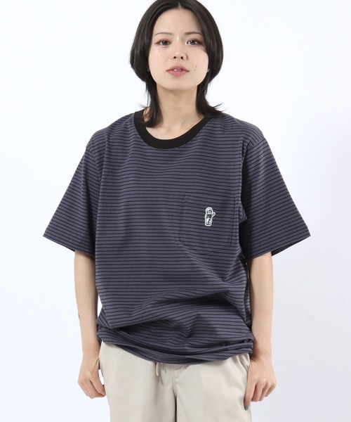 Lee（リー）の「Lee（リー）BUDDY Lee WAPPEN TEE/ワンポイントワッペン ポケットTシャツ/半袖 無地 ボーダー（Tシャツ/カットソー・メンズ・オレンジ/チャコールグレー/ネイビー系1/ホワイト・XL/L/M）」の16枚目の写真