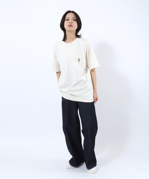 Lee（リー）の「Lee（リー）BUDDY Lee WAPPEN TEE/ワンポイントワッペン ポケットTシャツ/半袖 無地 ボーダー（Tシャツ/カットソー・メンズ・オレンジ/チャコールグレー/ネイビー系1/ホワイト・XL/L/M）」の12枚目の写真