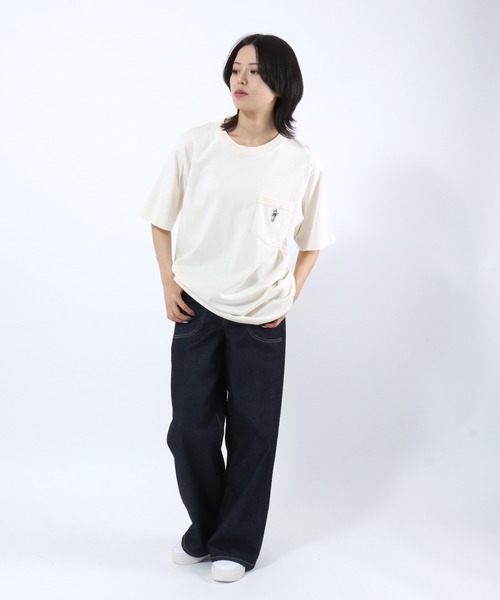 Lee（リー）の「Lee（リー）BUDDY Lee WAPPEN TEE/ワンポイントワッペン ポケットTシャツ/半袖 無地 ボーダー（Tシャツ/カットソー・メンズ・オレンジ/チャコールグレー/ネイビー系1/ホワイト・XL/L/M）」の13枚目の写真