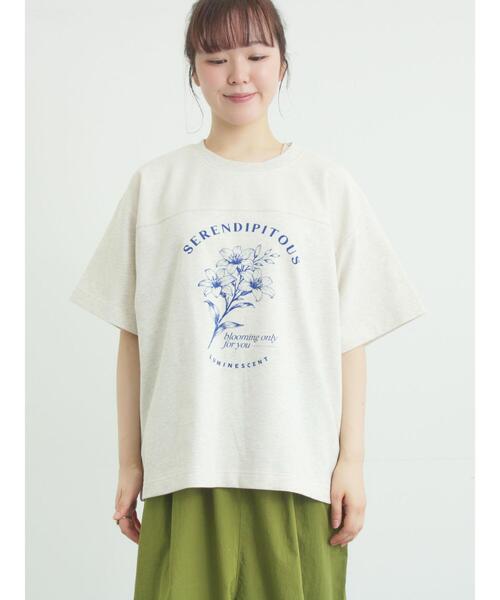 Samansa Mos2(サマンサ モスモス)の「【接触冷感】ミニ裏毛切替フラワープリントTシャツ(Tシャツ/カットソー・レディース・ベージュ/グレー/オフホワイト・F)」の21枚目の写真