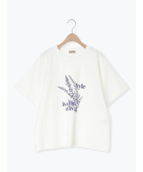 Samansa Mos2(サマンサ モスモス)の「【接触冷感】ミニ裏毛切替フラワープリントTシャツ(Tシャツ/カットソー・レディース・ベージュ/グレー/オフホワイト・F)」の12枚目の写真