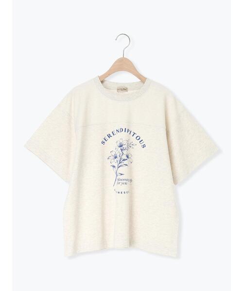 Samansa Mos2(サマンサ モスモス)の「【接触冷感】ミニ裏毛切替フラワープリントTシャツ(Tシャツ/カットソー・レディース・ベージュ/グレー/オフホワイト・F)」の10枚目の写真