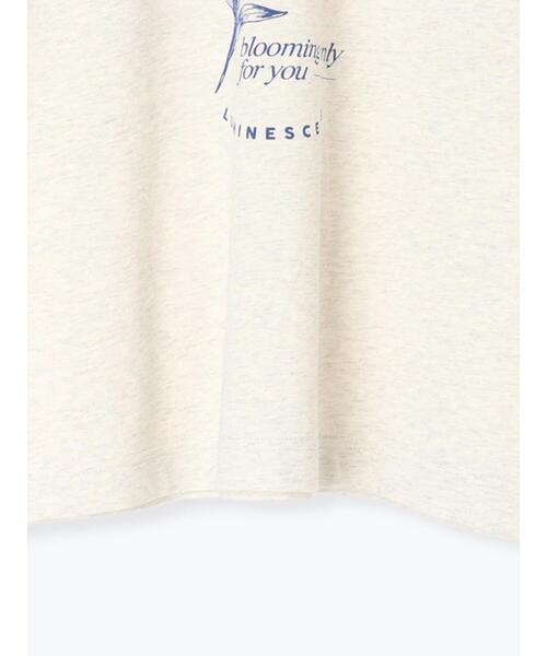 Samansa Mos2(サマンサ モスモス)の「【接触冷感】ミニ裏毛切替フラワープリントTシャツ(Tシャツ/カットソー・レディース・ベージュ/グレー/オフホワイト・F)」の6枚目の写真