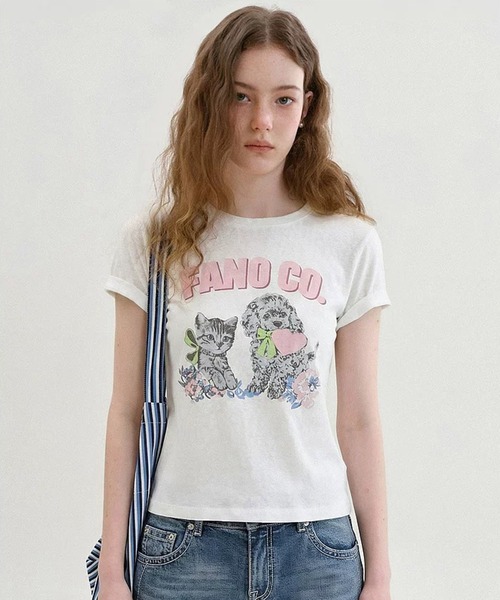 Fano Studios（ファノ ストゥディオズ）の「アニマルモチーフ プリントTシャツ FX26S333【Fano Studios】【2026SS】（Tシャツ/カットソー・レディース・ホワイト・L/M/S）」の7枚目の写真