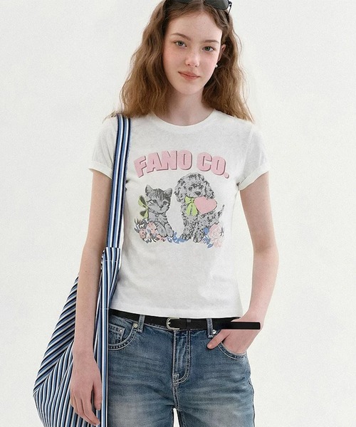 Fano Studios（ファノ ストゥディオズ）の「アニマルモチーフ プリントTシャツ FX26S333【Fano Studios】【2026SS】（Tシャツ/カットソー・レディース・ホワイト・L/M/S）」の5枚目の写真