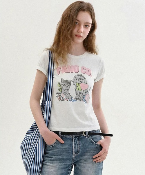 Fano Studios（ファノ ストゥディオズ）の「アニマルモチーフ プリントTシャツ FX26S333【Fano Studios】【2026SS】（Tシャツ/カットソー・レディース・ホワイト・L/M/S）」の6枚目の写真