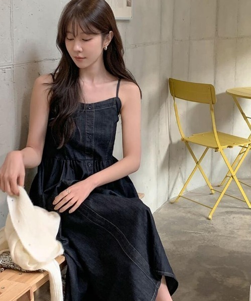 semplice（センプリチェ）の「キャミソール デニムワンピース（ワンピース・レディース・ネイビー・F）」の6枚目の写真