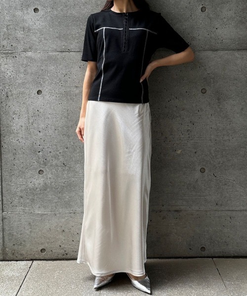 CIEL'AIR（シエルエアー）の「PIPING HOOK TOP（ﾊﾟｲﾋﾟﾝｸﾞﾎｯｸﾄｯﾌﾟ）（Tシャツ/カットソー・レディース・ブラック/アイボリー・FREE）」の21枚目の写真