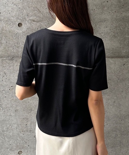 CIEL'AIR（シエルエアー）の「PIPING HOOK TOP（ﾊﾟｲﾋﾟﾝｸﾞﾎｯｸﾄｯﾌﾟ）（Tシャツ/カットソー・レディース・ブラック/アイボリー・FREE）」の19枚目の写真
