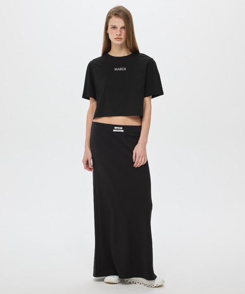 Mardi Mercredi(マルディメクルディ)の「CROPPED BASIC TSHIRT MARDI SERIF LOGO / クロップド ベーシック Tシャツ マルディ セリフ ロゴ(Tシャツ/カットソー・レディース・ブラック/グレー/ホワイト・FREE)」の5枚目の写真