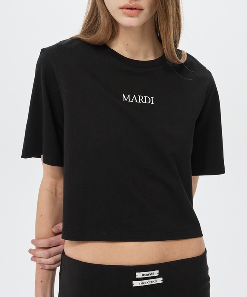 Mardi Mercredi(マルディメクルディ)の「CROPPED BASIC TSHIRT MARDI SERIF LOGO / クロップド ベーシック Tシャツ マルディ セリフ ロゴ(Tシャツ/カットソー・レディース・ブラック/グレー/ホワイト・FREE)」の4枚目の写真