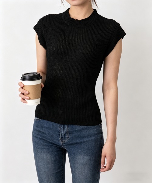 Miniministore(ミニミニストア)の「サマーニット バックリボン透け感トップス(Tシャツ/カットソー・レディース・ダークブルー/ホワイト/ライトブルー/ブラック・FREE)」の8枚目の写真
