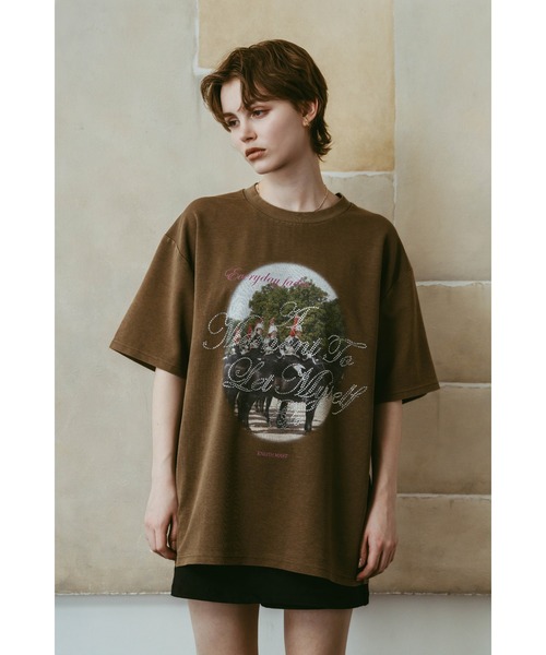 Knuth Marf(クヌースマーフ)の「rhinestone graphic tee(unisex)(Tシャツ/カットソー・レディース・ベージュ/パープル/ブラック・FREE)」の18枚目の写真