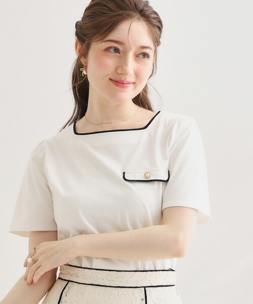 couture brooch(クチュールブローチ)の「【接触冷感・UVカット・洗える】マリンコードTシャツ(Tシャツ/カットソー・レディース・グレー/オフホワイト/ネイビー・42/40/38/36)」の22枚目の写真