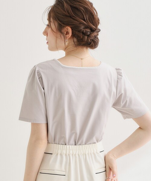 couture brooch(クチュールブローチ)の「【接触冷感・UVカット・洗える】マリンコードTシャツ(Tシャツ/カットソー・レディース・グレー/オフホワイト/ネイビー・42/40/38/36)」の5枚目の写真
