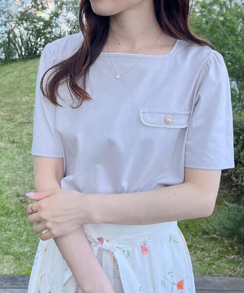 couture brooch(クチュールブローチ)の「【接触冷感・UVカット・洗える】マリンコードTシャツ(Tシャツ/カットソー・レディース・グレー/オフホワイト/ネイビー・42/40/38/36)」の6枚目の写真