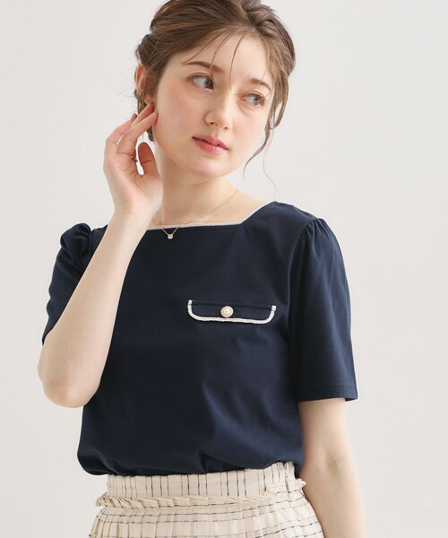couture brooch(クチュールブローチ)の「【接触冷感・UVカット・洗える】マリンコードTシャツ(Tシャツ/カットソー・レディース・グレー/オフホワイト/ネイビー・42/40/38/36)」の10枚目の写真