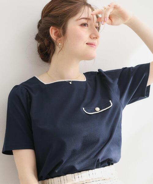 couture brooch(クチュールブローチ)の「【接触冷感・UVカット・洗える】マリンコードTシャツ(Tシャツ/カットソー・レディース・グレー/オフホワイト/ネイビー・42/40/38/36)」の11枚目の写真