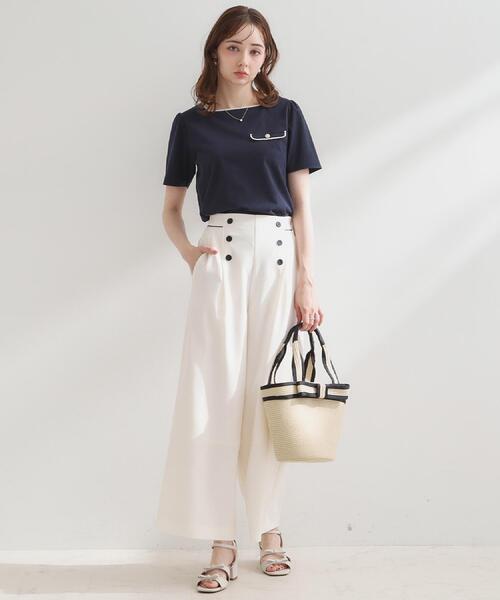 couture brooch(クチュールブローチ)の「【接触冷感・UVカット・洗える】マリンコードTシャツ(Tシャツ/カットソー・レディース・グレー/オフホワイト/ネイビー・42/40/38/36)」の14枚目の写真
