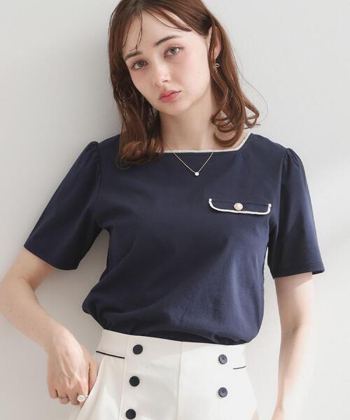 couture brooch(クチュールブローチ)の「【接触冷感・UVカット・洗える】マリンコードTシャツ(Tシャツ/カットソー・レディース・グレー/オフホワイト/ネイビー・42/40/38/36)」の15枚目の写真