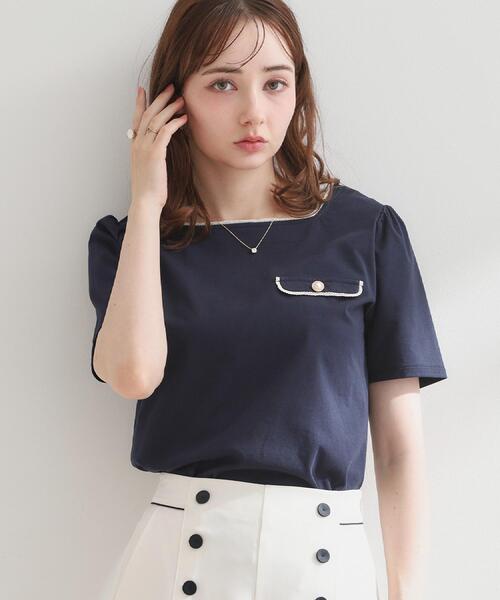 couture brooch(クチュールブローチ)の「【接触冷感・UVカット・洗える】マリンコードTシャツ(Tシャツ/カットソー・レディース・グレー/オフホワイト/ネイビー・42/40/38/36)」の16枚目の写真