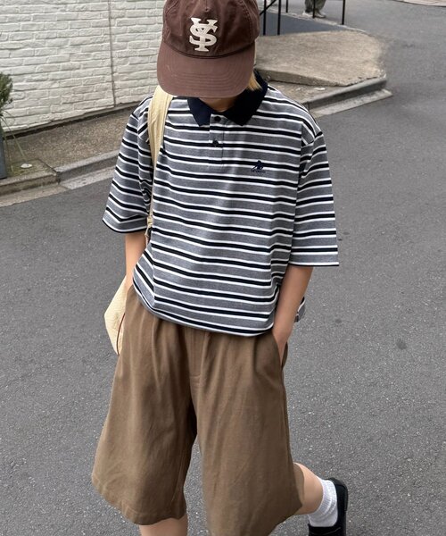 GEVACO（ゲバコ）の「【GEVACO/ゲバコ】半袖カノコポロシャツ（ポロシャツ・レディース・グレー/ブラウン・LARGE/MEDIUM）」の3枚目の写真