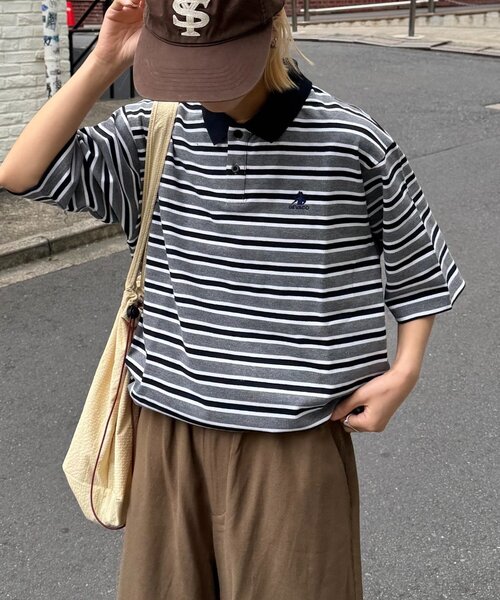 GEVACO（ゲバコ）の「【GEVACO/ゲバコ】半袖カノコポロシャツ（ポロシャツ・レディース・グレー/ブラウン・LARGE/MEDIUM）」の4枚目の写真