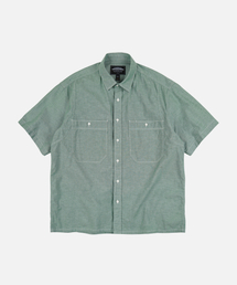 CHAMBRAY BIG POCKET HALF SHIRT _ GREEN