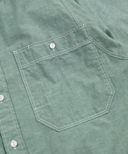 FRIZMWORKS(フリズムワークス)の「CHAMBRAY BIG POCKET HALF SHIRT _ GREEN(シャツ/ブラウス・メンズ・その他・SMALL/MEDIUM/LARGE/X-LARGE)」の6枚目の写真