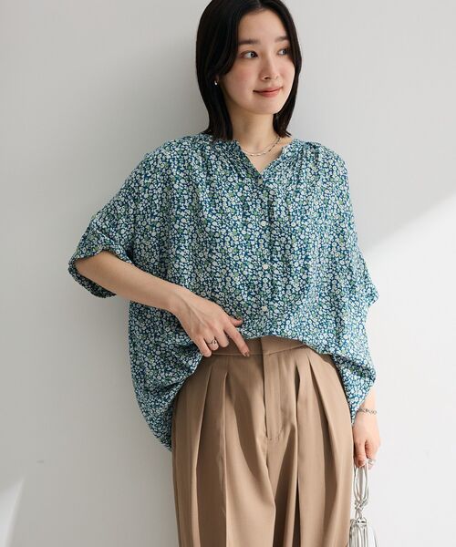 Green　Parks（グリーンパークス）の「【WEB限定】アソート柄さらっとレーヨンブラウスⅡ（シャツ/ブラウス・レディース・その他14/ブラック/ストライプ/サックスブルー系1/ブラック系その他・FREE）」の19枚目の写真
