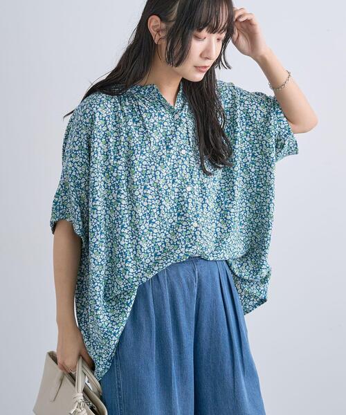 Green Parks(グリーンパークス)の「【WEB限定】アソート柄さらっとレーヨンブラウスⅡ(シャツ/ブラウス・レディース・その他14/ブラック/ストライプ/サックスブルー系1/ブラック系その他・FREE)」の4枚目の写真