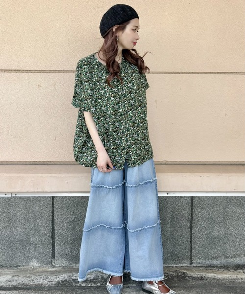 Green Parks(グリーンパークス)の「【WEB限定】アソート柄さらっとレーヨンブラウスⅡ(シャツ/ブラウス・レディース・その他14/ブラック/ストライプ/サックスブルー系1/ブラック系その他・FREE)」の7枚目の写真