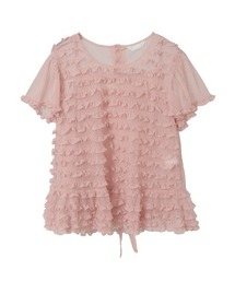 PINK HOUSE ドットチュール フリルカットソー ピンク 長袖 PINK HOUSE｜ピンクハウスのトップス（ドット柄）通販 - ZOZOTOWN