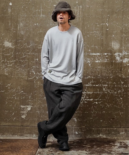 EGO TRIPPING(エゴトリッピング)の「mlt5729-WASHABLE WOOL TEE ウールTシャツ(666352)(Tシャツ/カットソー・メンズ・チャコール/ライトグレー/ブラック・48/46)」の5枚目の写真
