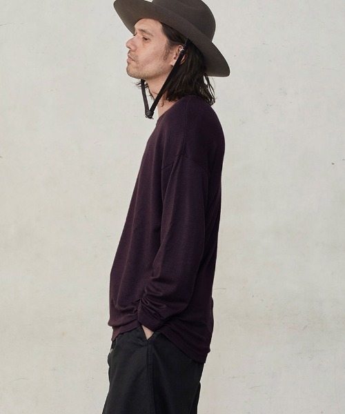 EGO TRIPPING(エゴトリッピング)の「mlt5729-WASHABLE WOOL TEE ウールTシャツ(666352)(Tシャツ/カットソー・メンズ・チャコール/ライトグレー/ブラック・48/46)」の6枚目の写真