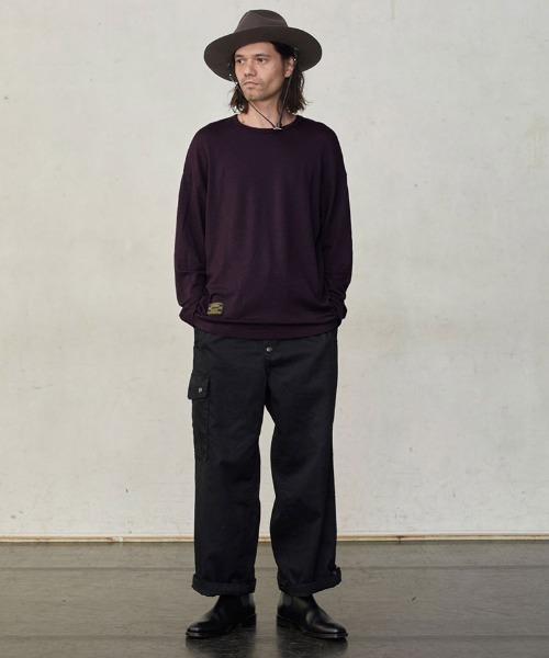 EGO TRIPPING(エゴトリッピング)の「mlt5729-WASHABLE WOOL TEE ウールTシャツ(666352)(Tシャツ/カットソー・メンズ・チャコール/ライトグレー/ブラック・48/46)」の7枚目の写真