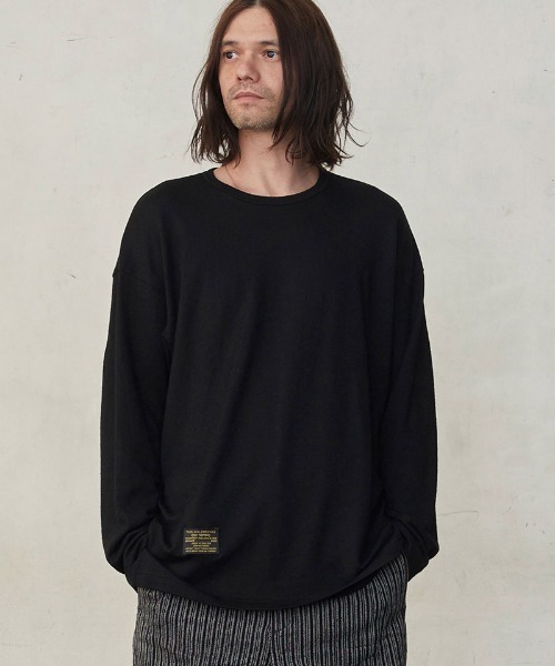 EGO TRIPPING(エゴトリッピング)の「mlt5729-WASHABLE WOOL TEE ウールTシャツ(666352)(Tシャツ/カットソー・メンズ・チャコール/ライトグレー/ブラック・48/46)」の8枚目の写真