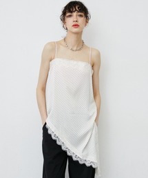 Dot Pattern Asymmetry Lace Camisole Dress/ドット柄アシンメトリーレースキャミワンピース