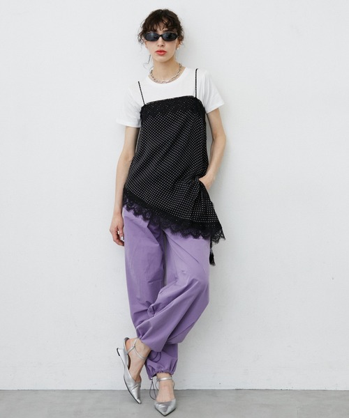uyu.(ウユ)の「Dot Pattern Asymmetry Lace Camisole Dress/ドット柄アシンメトリーレースキャミワンピース(キャミソール・レディース・ホワイト/ブラック・FREE)」の15枚目の写真