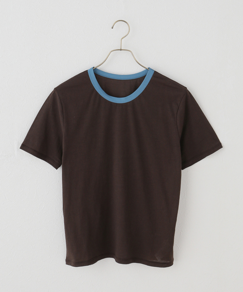 JOURNAL STANDARD relume(ジャーナルスタンダード レリューム)の「クルーネックシアーリンガーTEE(Tシャツ/カットソー・レディース・アイボリー/ブラウン・FREE)」の2枚目の写真