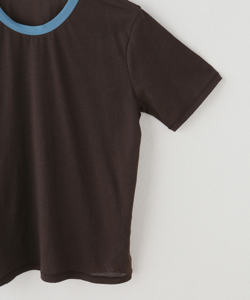 JOURNAL STANDARD relume(ジャーナルスタンダード レリューム)の「クルーネックシアーリンガーTEE(Tシャツ/カットソー・レディース・アイボリー/ブラウン・FREE)」の4枚目の写真